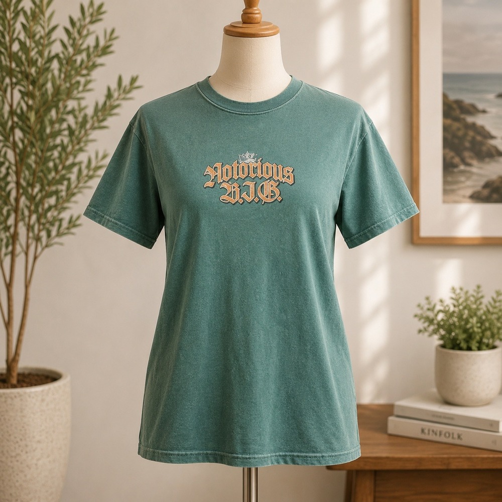 The Notorious B.I.G. Graphic T-Shirt Mens SM Green King of Brooklyn Hip Hop Tee